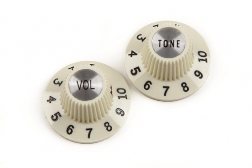 Фото FENDER Pure Vintage 1965 Jazzmaster® Witch Hat Knobs (2) Vintage White