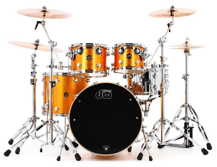 Фото Ударная установка DW PERFORMANCE FINISH PLY 20"-10"-12"-14" без стоек и малого, клён, золотистая