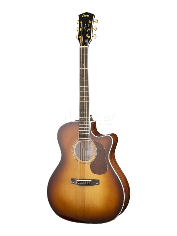 Фото Gold-A8-WCASE-LB Gold Series Электро-акустическая гитара,с вырезом, санберст, с чехлом, Cort