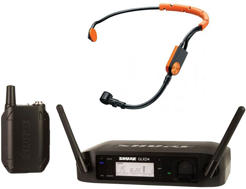 Фото SHURE GLXD14E/SM31 цифровая радиосистема с головным микрофоном SM31FH, 2.4 GHz