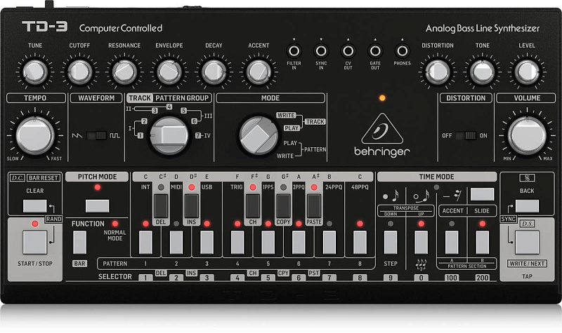 Фото Басовый аналоговый монофонический синтезатор BEHRINGER TD-3-BK